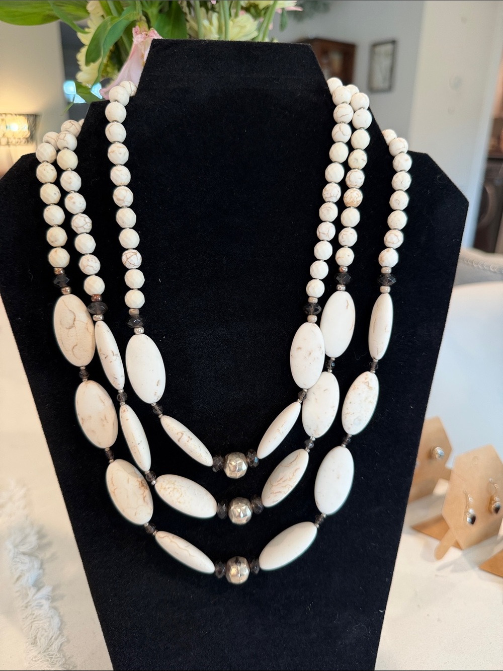 Retired Silpada Vintage Sterling Silver & Howlite Multi-Strand Necklace